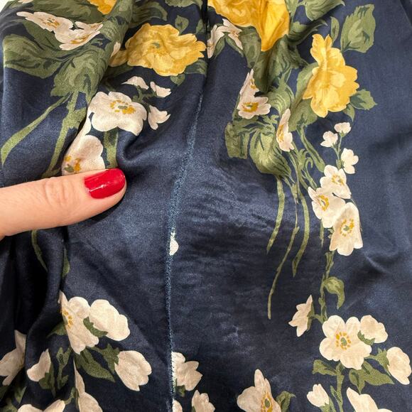 Reformation Navy Frankie Silk floral slip Dress Size 2 - Picture 9 of 9